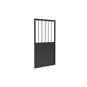Puerta de ducha corredera negro mate estilo atelier - 100 x…