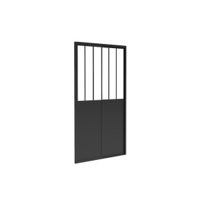 Puerta de ducha corredera negro mate estilo atelier - 120 x…