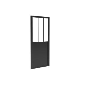Puerta de ducha pivotante negro mate estilo atelier - 80 x…