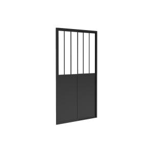 Puerta de ducha corredera negro mate estilo taller - 140 x…