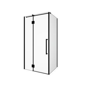 Mampara de ducha fija con puerta pivotante negro mate estil…