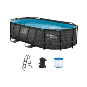 Piscina tubular ovalada gris oscuro con bomba filtrante con…