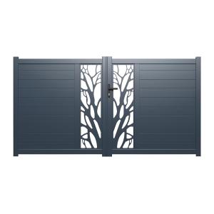 Puerta corredera eléctrica de aluminio semi transparente co…