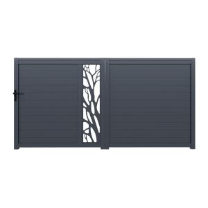Puerta corredera de aluminio con calados con motivos Ancho…