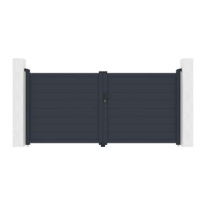 Portal eléctrico batiente de aluminio macizo L305 x H150 cm…