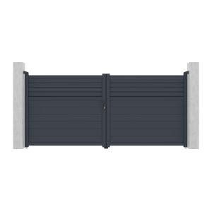 Puerta eléctrica batiente de aluminio con lamas L355 x H166…