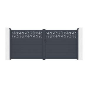 Puerta corredera eléctrica de aluminio semiperforada con mo…