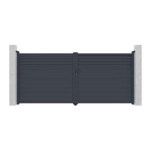 Portal batiente de aluminio con persianas L397 x H181 cm an…