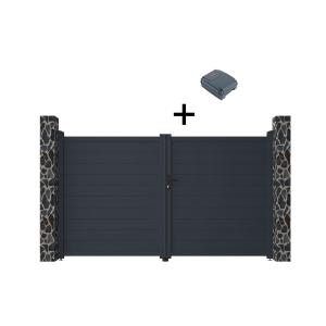 Pack portón motorizado de aluminio color antracita NAZARIO…