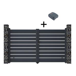 Pack portón motorizado calado antracita de aluminio PRIMO -…