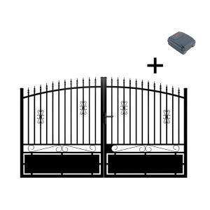 Portón eléctrico de aluminio  - Ancho 367 x Alt. 183 cm neg…