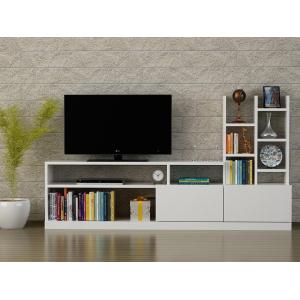 Mueble TV con compartimentos - Color: blanco - FIDANA