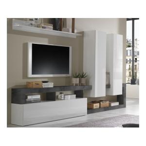 Mueble TV con compartimentos - 3 puertas - Color: blanco la…