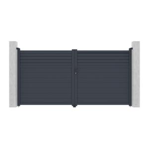 Puerta batiente de aluminio con lamas L355 x H181 cm antrac…