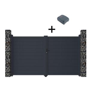 Pack portón motorizado de aluminio color antracita NAZARIO…