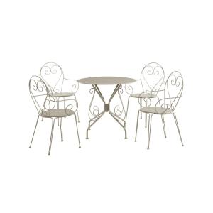 Comedor de jardín de metal tipo hierro forjado: una mesa y…
