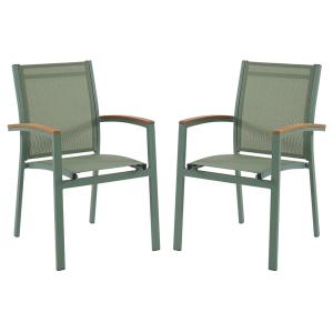 Juego de 2 sillón de jardín apilables de aluminio y textile…