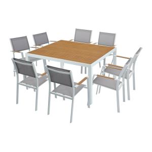 Comedor de jardín de aluminio: una mesa cuadrada de L.140 c…