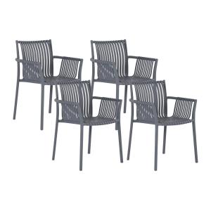 Conjunto de 4 sillones de jardín apilables de polipropileno…