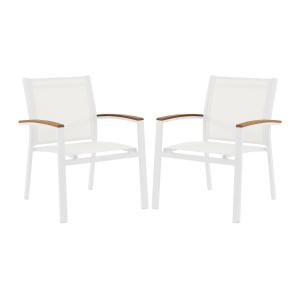 Conjunto de 2 sillones de jardín apilables de aluminio y te…