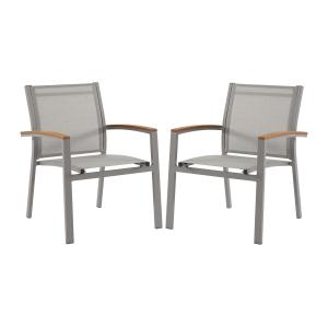 Conjunto de 2 sillones de jardín apilables de aluminio y te…