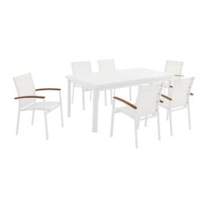 Conjunto de comedor de jardín de aluminio: una mesa extensi…