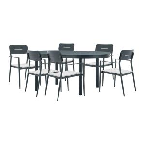 Comedor de jardín de aluminio: mesa extensible de 170/240 c…