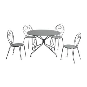 Mesa y sillas de jardín de metal estilo hierro forjado: una…