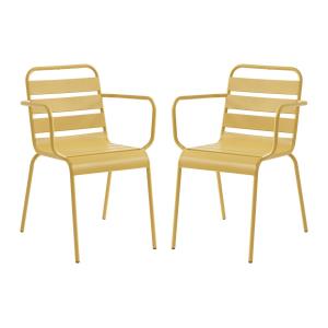 Lote de 2 sillones de jardín apilables de metal - Amarillo…