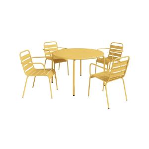 Mesa y sillas de jardín de metal - una mesa D.110cm y 4 sil…