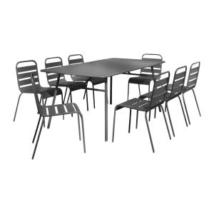 Mesa y sillas de jardín de metal - una mesa de 200 cm y 8 s…