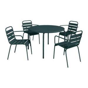 Mesa de comedor para jardín de metal - una mesa D.110cm y 4…
