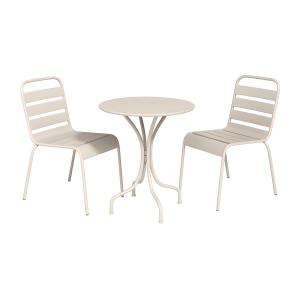 Mesa y sillas de jardín de metal - una mesa D.60cm y 2 sill…