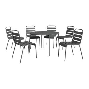 Comedor de jardin de metal - una mesa redonda D.130cm y 6 s…