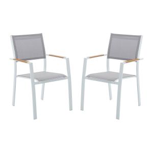 Conjunto de 2 sillones de jardín apilables de aluminio y te…