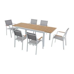 Comedor de jardín de aluminio y poliwood: una mesa extensib…