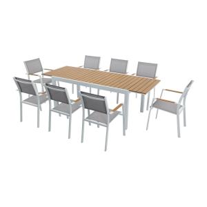Comedor de jardín de aluminio y poliwood: una mesa extensib…