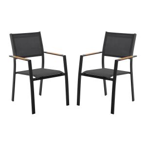 Conjunto de 2 sillones de jardín apilables de aluminio y te…
