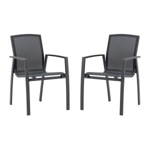 Conjunto de 2 sillones de jardín apilables de aluminio y te…