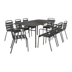 Mesa y sillas de jardín de metal - una mesa de 200 cmy 8 si…