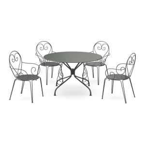 Mesa de Mesa y sillas de jardín de metal estilo forja: una…