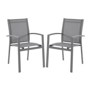 Conjunto de 2 sillones de jardín apilables de aluminio y te…