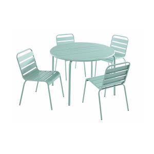 Mesa y sillas de jardín de metal - una mesa de 110 cm de di…