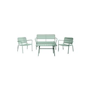 Salón de jardín de metal: un banco 2 sillones bajos y una m…