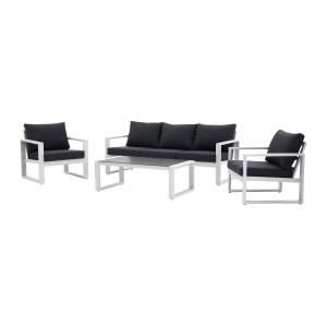 Salón de jardín de aluminio: un sofá de 3 plazas 2 sillones…