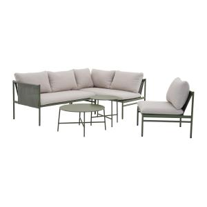 Salón de jardín modular de acero: un sofá en forma de L de…