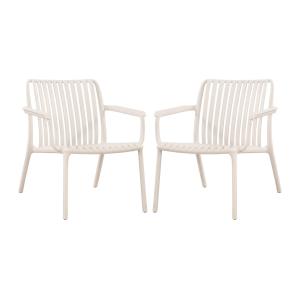Conjunto de 2 sillones bajos de jardín apilables de polipro…
