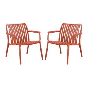 Conjunto de 2 sillones bajos de jardín apilables de polipro…
