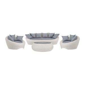 Conjunto de jardín de resina trenzada color marfil: Sofá 2…