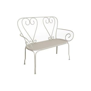 Banco de jardín de metal tipo hierro forjado - Beige - GUER…
